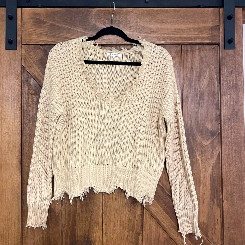 Z Supply Women’s Cropped Sweater, beige/tan